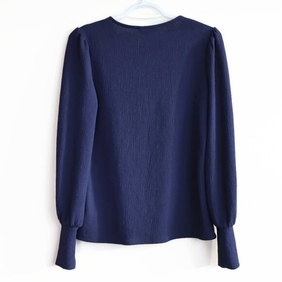 Navy Blue Top from RW & CO. -  Size S - Crew Neck -  Slightly Puffy Sleeves - Picture 2 of 11